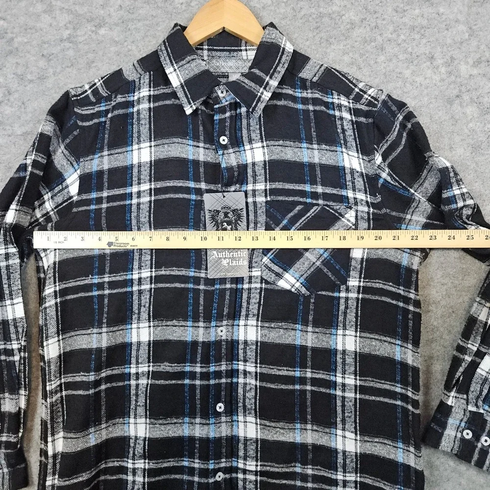 Authentic Plaids Men's NEW NWT Flannel Shirt Size M Cotton/Poly Black‎ & White